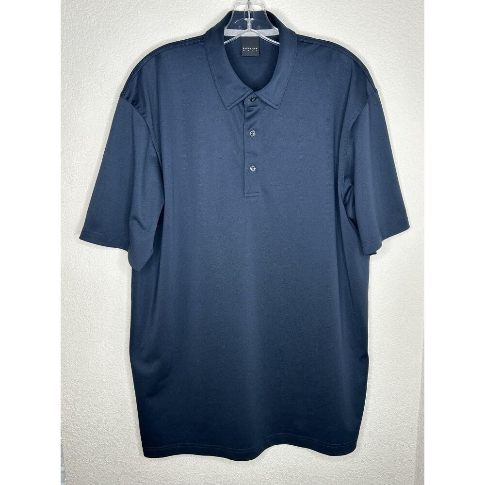Dunning Polo Shirt Mens XL Navy Blue Golf Tech Performance Stretch Solid